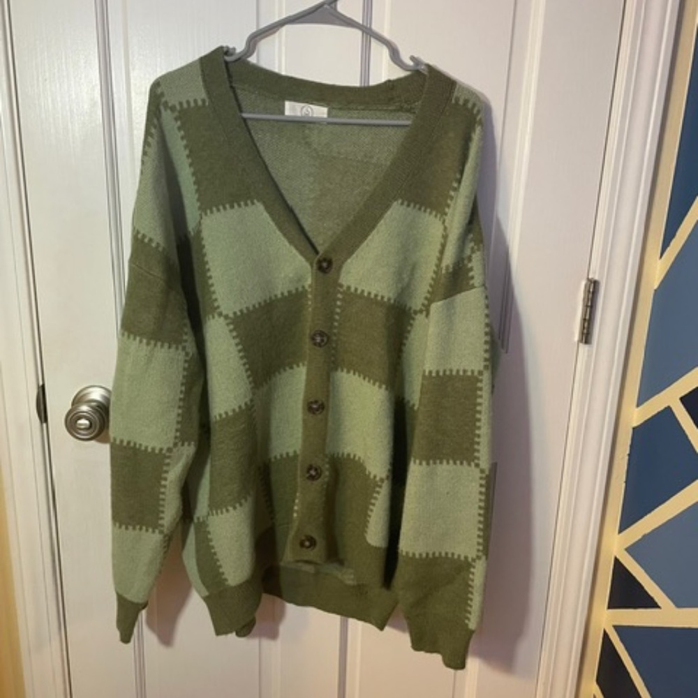 Green Patchwork Cardigan